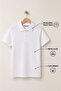 Boys' Non-Curling Polo Collar Short Sleeve Cotton Basic School T-Shirt - 2