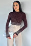 Women's Stand Collar Lycra Stone Embroidered Blouse - 2