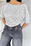 Women's Boat Neck Polka Dot Blouse - 3