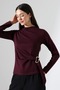 Women's Modal Side Buckle Draped Long Sleeve Blouse - 5