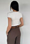 Women's Lace Detailed Lycra Crop Top Blouse - 4