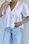 Women's V-Neck Muslin Fabric Blouse - 5