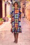 V14-Blue Canvas Patterned Skirts Ruffle Dress