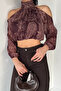 Women's Crop Top Chiffon Blouse with Inner Lining and Off-Shoulder Design