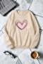 Unisex Cream Heart Printed Crew Neck Sweatshirt
