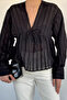 Women's V-Neck Sheer Blouse - 3
