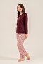 Women's Long Sleeve Plum Patterned Modal Pajama Set (with Socks as a Gift) - 5