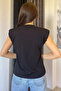 Collar-Stoned, Shoulder-Padded Sleeveless Blouse - 4