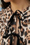 Women's Baby Collar Front Tie Blouse - 4