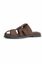 Women's Brown Nubuck Buckle Slippers – Comfortable Flat Sole Casual Open-Toe Sandals - 2