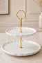 Habbe Off-White 2-Tier Porcelain Cookie Holder and Presentation Tray