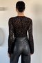 Women's V-Neck Guipure Detailed Spanish Sleeve Crop Top Blouse - 4