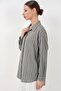 Women's Striped Oversize Shirt 1346 - Gray - 2