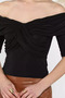 Madonna Collar Draped Women's Crop Blouse - 4