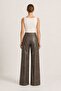 Khaki Gradient Effect Faux Leather Wide Leg Trousers - 6