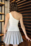 Women's One-Shoulder Lycra Buckle Blouse - 3