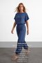 Women's Blue Waist-Cuffed, Lace-Detailed Pants and Blouse Woven Set Alc-X15567 - 2