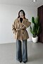 Women's Apolete Belted Medium Length Trench Coat Beige - 3