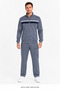 Men's stand collar zippered striped raschel tracksuit set 2394