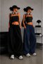 2 Pieces (Black-Navy Blue) Modern Cut Women's Sweatpants Stylish and Comfortable