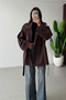 Women's Apolet Belted Medium Length Trench Coat Dark Brown - 3
