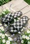 Women's Black and White Checkered Patterned Open-Front Soft Sole Home Slippers - 2