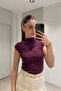 Premium Stand-Up Collar Blouse - Mulberry - 4