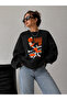 Unisex Halloween Themed Print Oversize Crew Neck Sweatshirt