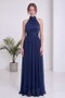 Women's Evening Dress Halter Neckline Pleated Long Satin Textured Evening Gown Navy Blue, Brown, Lilac, Black
