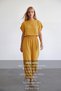 Women's Mustard Waistband, Laced Cuffs, Detailed Pants and Blouse Woven Set Alc-X15567 - 2