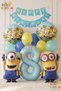 Minions Balloon 12 Piece Set 8 Year Old Birthday Set Happy Birthday Banner Number Foil Balloon and Minion Foil Balloon Set