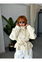 Beige Belted Double Breasted Short Outerwear - 2