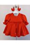 Red Girl's Puffy Dress - 4