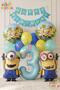 Minions Balloon 12 Piece Set 3 Year Old Birthday Set Happy Birthday Banner Number Foil Balloon and Minion Foil Balloon Set