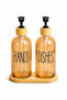 Relly Double Glass Soap Dispenser Set with Bamboo Stand – 2 X 500 ml – Hands & Dishes - 3