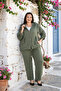 Plus Size Buttoned Muslin Jacket and Pants Set - 4