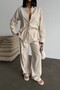 Women's Shirt and Pants Suitable for Tesettüre Striped Cotton Linen Fabric Two-Piece Set - 6