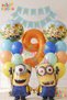 Minions Balloon 16 Piece Set 9Th Birthday Set Happy Birthday Banner Orange Color Number Foil Balloon and Minion Foil Balloon Set