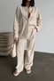 Women's Shirt and Pants Suitable for Tesettüre Striped Cotton Linen Fabric Two-Piece Set - 2
