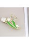 Stylish Women's Hair Clip with Gold Color Floral Motif, Tulip and Pearl Detail - 2