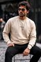 Men's Cotton Printed Regular Fit Cream Sweatshirt - 2