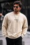 Men's Cotton Printed Regular Fit Cream Sweatshirt