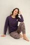 Women's Long Sleeve Modal Fabric Patterned Pajama Set (with Socks as a Gift) - 2