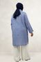 68079 Plus Size Buttoned Low Sleeve Tunic Shirt - Pitikare Cobalt Blue - 4