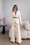 Lace Belted Jacket Trousers Blazer Suit - 3