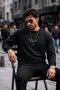 Men's Cotton Printed Regular Fit Black Sweatshirt - 2