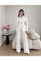 Gold Single Button Notched Lapel Jacket Trousers Blazer Suit - 3