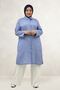 68079 Plus Size Buttoned Low Sleeve Tunic Shirt - Pitikare Cobalt Blue
