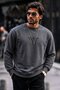 Men's Cotton Printed Regular Fit Smoked Sweatshirt
