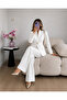 Gold Single Button Notched Lapel Jacket Trousers Blazer Suit - 2